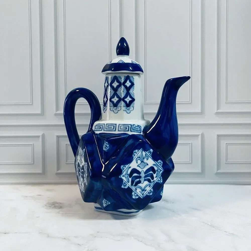 Blue And White Vintage Chinese Porcelain Teapot